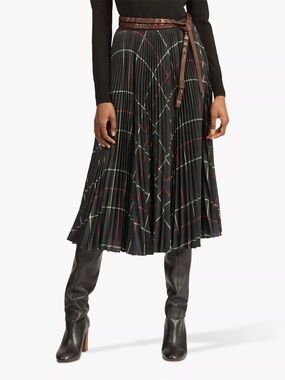 Polo Ralph Lauren Pleated Tartan Skirt XXL Green Plaid NWT